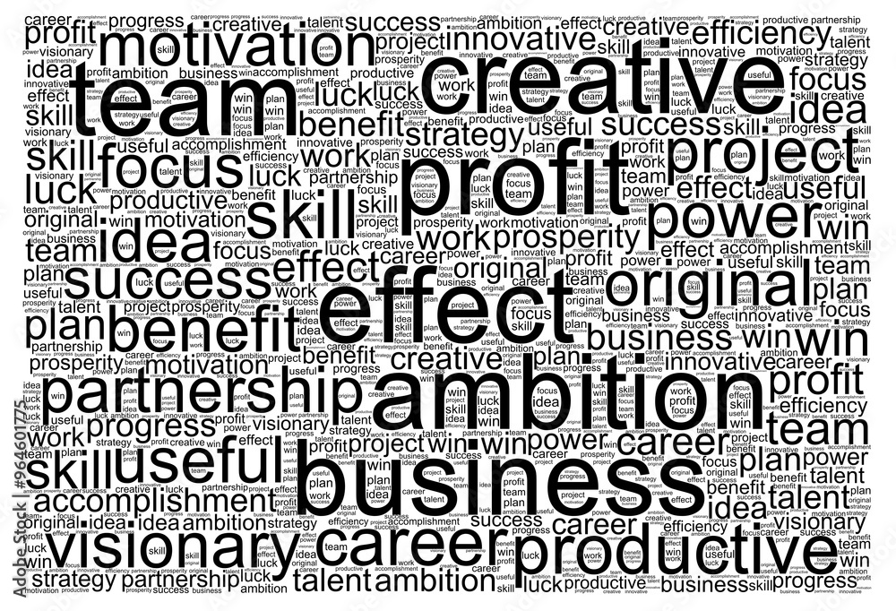 Wall mural creative team profit concept word cloud on transparent background