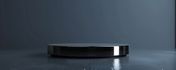 Mockup of a podium with a high-gloss, black finish.