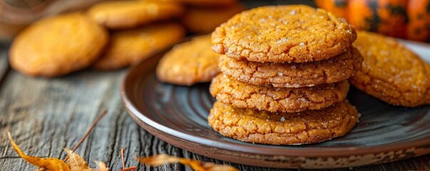 Freshly baked autumn pumpkin cookies