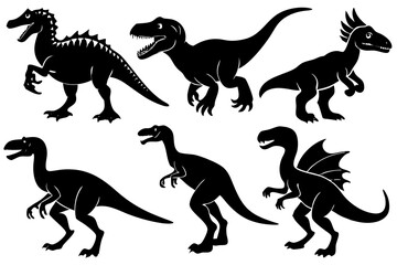 set of dinosaur silhouettes vector