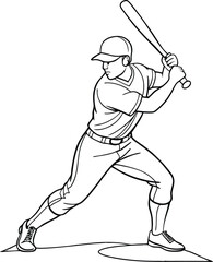 Baseball Player line art vector illustration