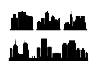 skyline silhouette, logo,icon ,silhouettes-of-modern-city-skylines-in-black