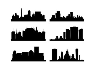 skyline silhouette, logo,icon ,silhouettes-of-modern-city-skylines-in-black