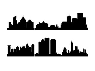 skyline silhouette, logo,icon ,silhouettes-of-modern-city-skylines-in-black