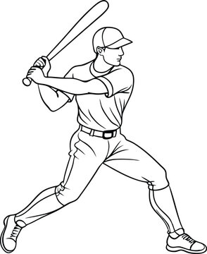 recommend clip art: Baseball Player line art vector illustration