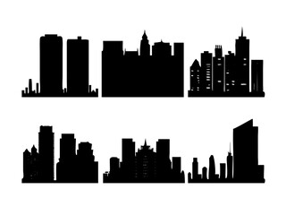 skyline silhouette, logo,icon ,silhouettes-of-modern-city-skylines-in-black