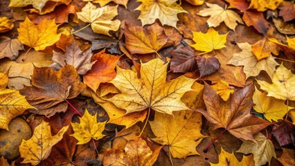 Fototapeta premium A picturesque background of fallen brown and yellow leaves on the ground