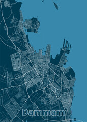 Dammam, Saudi Arabia artistic blueprint map poster