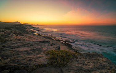 sunset at the sea with beautiful colors