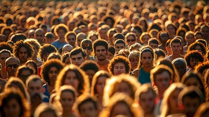 Diverse Crowd Gathering Faces Unity Community Emotions Identity Cultures Togetherness Connection. AI Generated