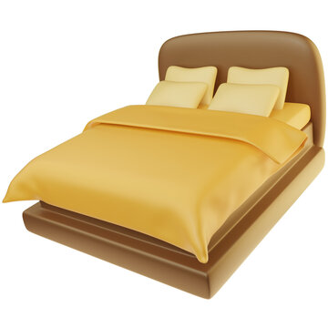 recommend clip art: 3D Render of a Queen Bed, Ideal for Bedroom Furniture and Interior Designs. Clipart for Sleep, Comfort, and Bedroom Decor Themes.