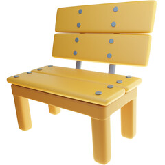 3D Render of a Wooden Bench, Ideal for Outdoor or Indoor Seating Designs. Clipart for Furniture, Parks, Gardens, and Home Decor Concepts.
