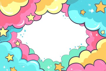  Cartoon comic book background with white space in the center, an empty white center for text or message, colorful pop art style For comic book and manga. Text banner. Vector bright dynamic cartoon 