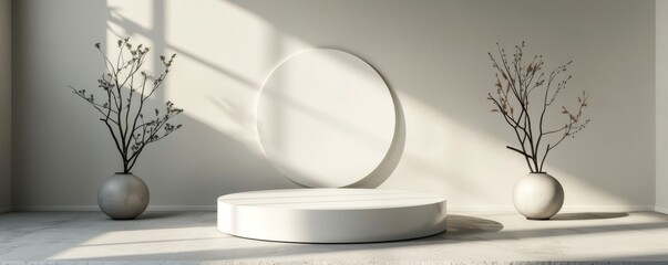 Create a podium mockup with a minimalist aesthetic.