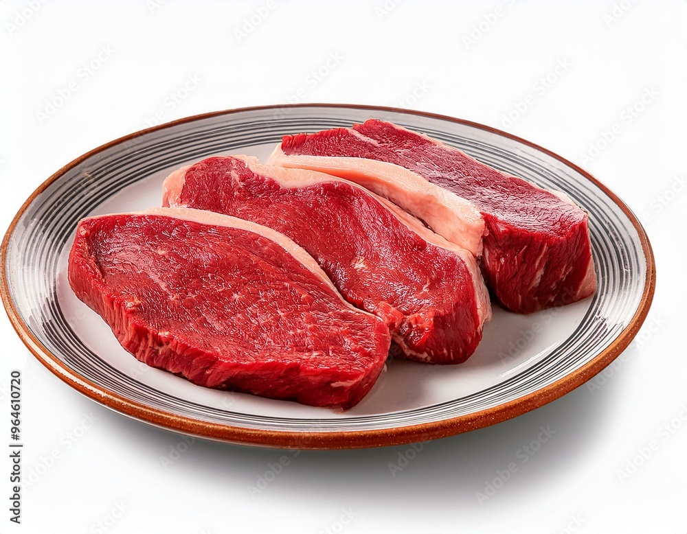 Wall mural fresh beef food. churrasco on plate isolated white background