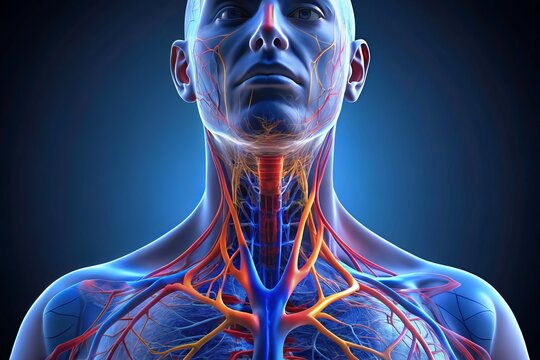 anatomy of neck veins deep structure high definition 3d rendering illustration style