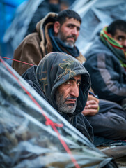 Obraz premium migrants living in temporary shelters