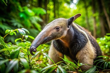 Obraz premium Anteater long tongue animal habitat nature wildlife conservation forest floor green vegetation