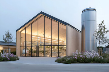 Modern Greenhouse with Wooden Frame in a Lush Garden