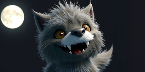 Fototapeta premium Playful Werewolf Howling Under the Full Moon