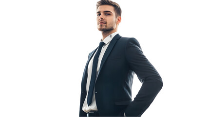 A businessman in a suit isolated on white background