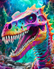 Fototapeta premium Psychedelic t-rex skull
