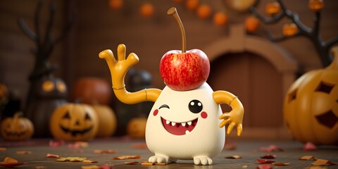 A Candy Apple Treat: The Playful Halloween Monster