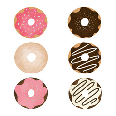Fototapeta premium six icing doughnuts illustration set