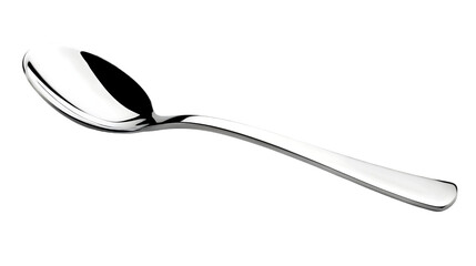 A shiny silver spoon isolated on white background