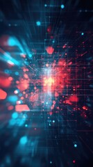Fototapeta premium A vibrant abstract representation of data flow with beams of light in blue and red, illustrating technology and innovation.