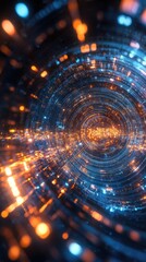 Obraz premium Dynamic abstract background featuring vibrant light trails and swirling patterns, ideal for technology and design concepts.