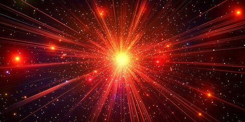 Obraz premium Sunburst glowing Energy. Abstract Background of Bursting Light and Particles 