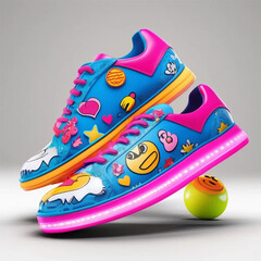 Vibrant 3D Cartoon-Style Shoe with Pop and Glow Effects
