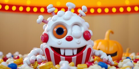 Fototapeta premium Popcorn Body and Candy Eyes: The Halloween Movie Monster