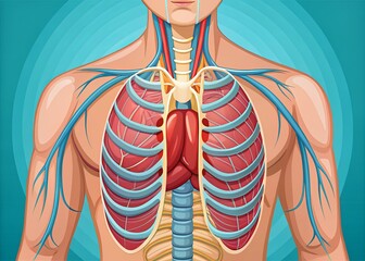 chest cavity anatomy concept illustration flat design