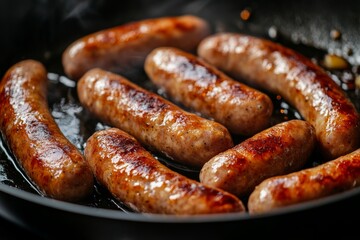 Fototapeta premium Fried sausages photo. Food photo for menu