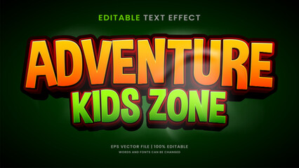 Adventure kids zone 3d editable text effect