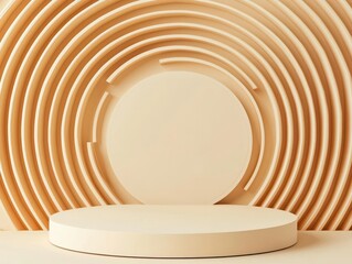 Obraz premium Layered paper craft podium with spiral platform, clean design, 3D illustration