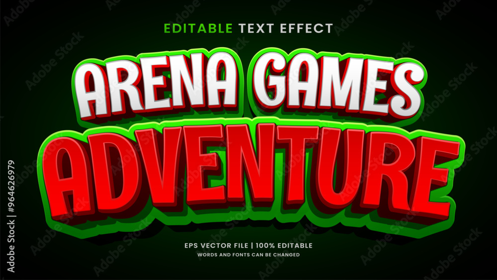 Sticker arena games adventure 3d editable text effect