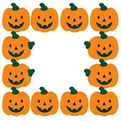 Fototapeta premium Halloween Pumpkin Wreath Border