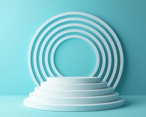 Obraz premium Paper spiral podium with a circular platform, soft shadow contrasts, 3D illustration