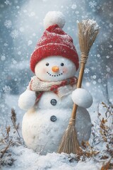 Cute Snowman For Christmas Card or Bag design