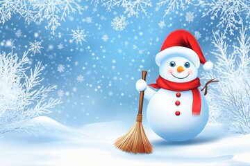 Cute Snowman For Christmas Card or Bag design