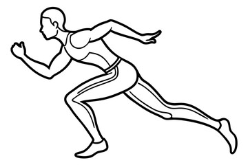 Line art of a person running a vector illustration 
