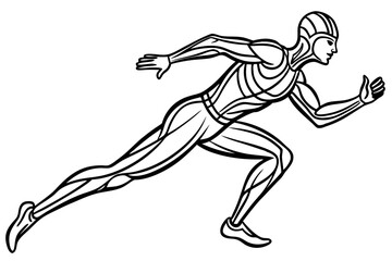 Line art of a person running a vector illustration 