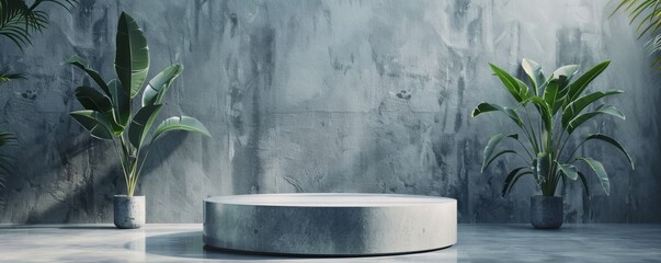 Create a podium mockup with a metallic silver finish.