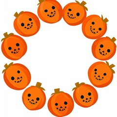 Obraz premium Autumnal Wreath with Jack-O-Lanterns and Lanterns