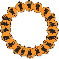 Happy Halloween Hands Reaching for Jack-O-Lantern Pumpkin