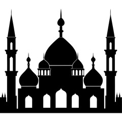 Minarets of mosques silhouette  vector illustration 
