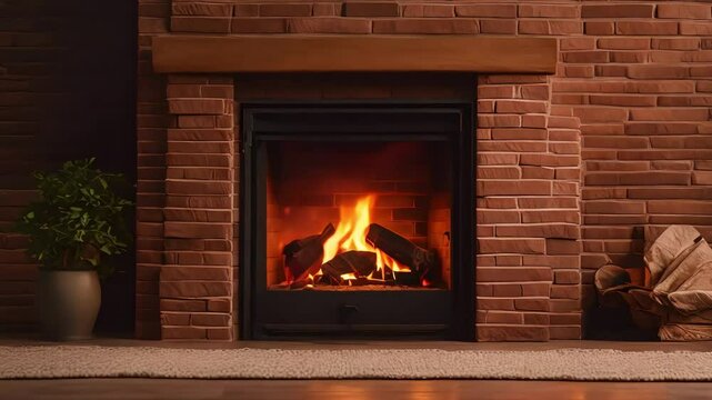 fireplace with red brick